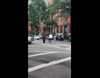 Woman dubs and dance for street video