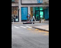 Man blocks traffic lays down on crosswalk 