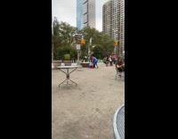 Spiderman costume guy hanging upside down falls