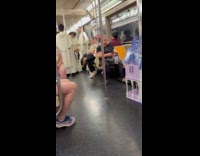 Submitter shows dollhouse and people wearing robes on subway