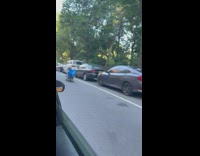 Guy foldable mobile bed on road fast