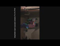 Family glow stick figure dance striped shirt 