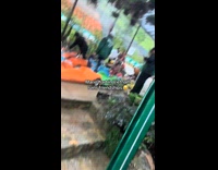 Guy rides Mario Kart bumped by friend