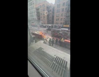 Collab WINY - Firemen Extinguish Ablaze Dumpster on the Sidewalk