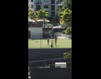 Two women in bikini on the tennis court Part 1