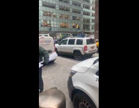 Man rear bumper hit and blocks road