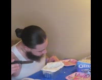 Guy cuts cake balloon pops prank kids