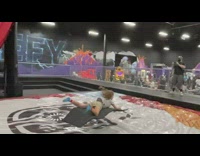 Little girl jumps from slide 