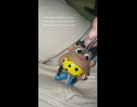 Lady Picks Small Black Threads in Toy