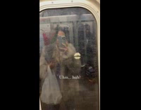 Train window with a lip kiss mark