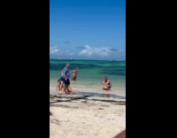 Collab IITW - Woman bikini beach hat sit on shore