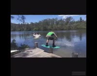 Buy blue wakeboard jumps off pier into water faceplant fail
