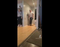 Girl scares and tasers guy on arm 