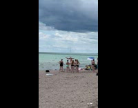 Collab IITW - Woman in bikini pole dance around friends