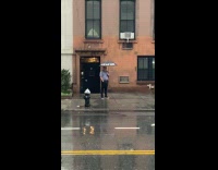 Collab winy - Man hold umbrella with Fucking Rain print