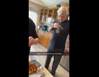 Grandma gives her opinion on recycling syrup bottle