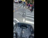 Collab WINY - Stuck Tesla Car on Bike Lane Road Rail