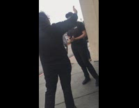 Lady yells at employee blue face mask 