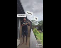 Guy points at each caption to beat