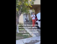 Guys tell neighbor don't park on street