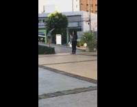 Young girl stretch arm slant pose ramp