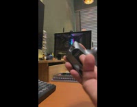 Guy uses finger on mouse to turn on PC