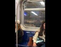 Man smokes and sword fighting at station