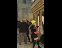 Wooden selfie stick highlighter green beanie church