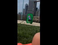 Green screen red hat guy white ball 