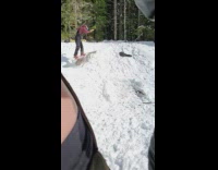 Guy black overall snowsuit two girls tattoos