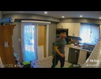 Collab KaleSaladIG - Guy dances in kitchen security camera