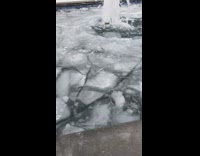 Water fountain with running and frozen water