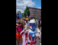 Different costumes for Puerto Rican Day Parade