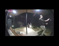 Collab VIBES - Girl trips while running and hits porch 