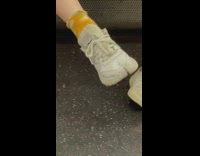 Collab Subway Creatures - Girl wears shoes with hooves on subway