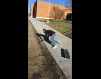 Collab ShredSlams - Skater grind on handrail and lands on his tailbone, high school
