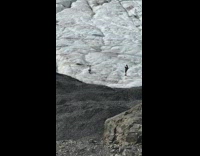 Woman white jacket sit glacier ice pictorial