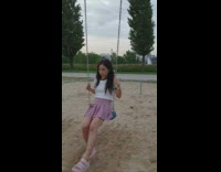 Girl kicks guy wearing mask