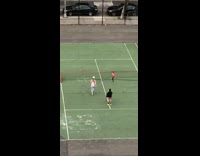 Tennis court tiktok dance white hat girl