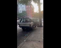 Run down car with sparks inside 