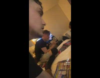 Guy entranced by flashing trippy video 