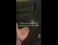 Rain in the street from one spot 