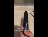 Girl picks up breaks frother