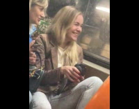Collab Subway Creatures - Woman holding pigeon on subway