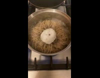 Submitter films rolling pasta on perfect boil