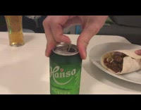 Guy opens beer cans 