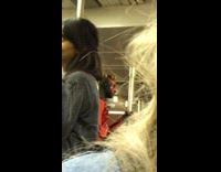 Man puts make up on and dresses up as a demon on subway train