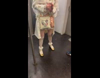 Collab WINY - Woman ride train white coat patterned stockings