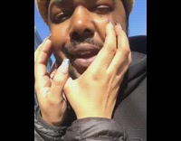 Nail girl hands nail on face