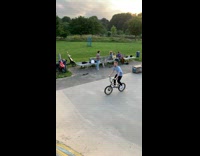 Guy bikes up skate ramp fail 